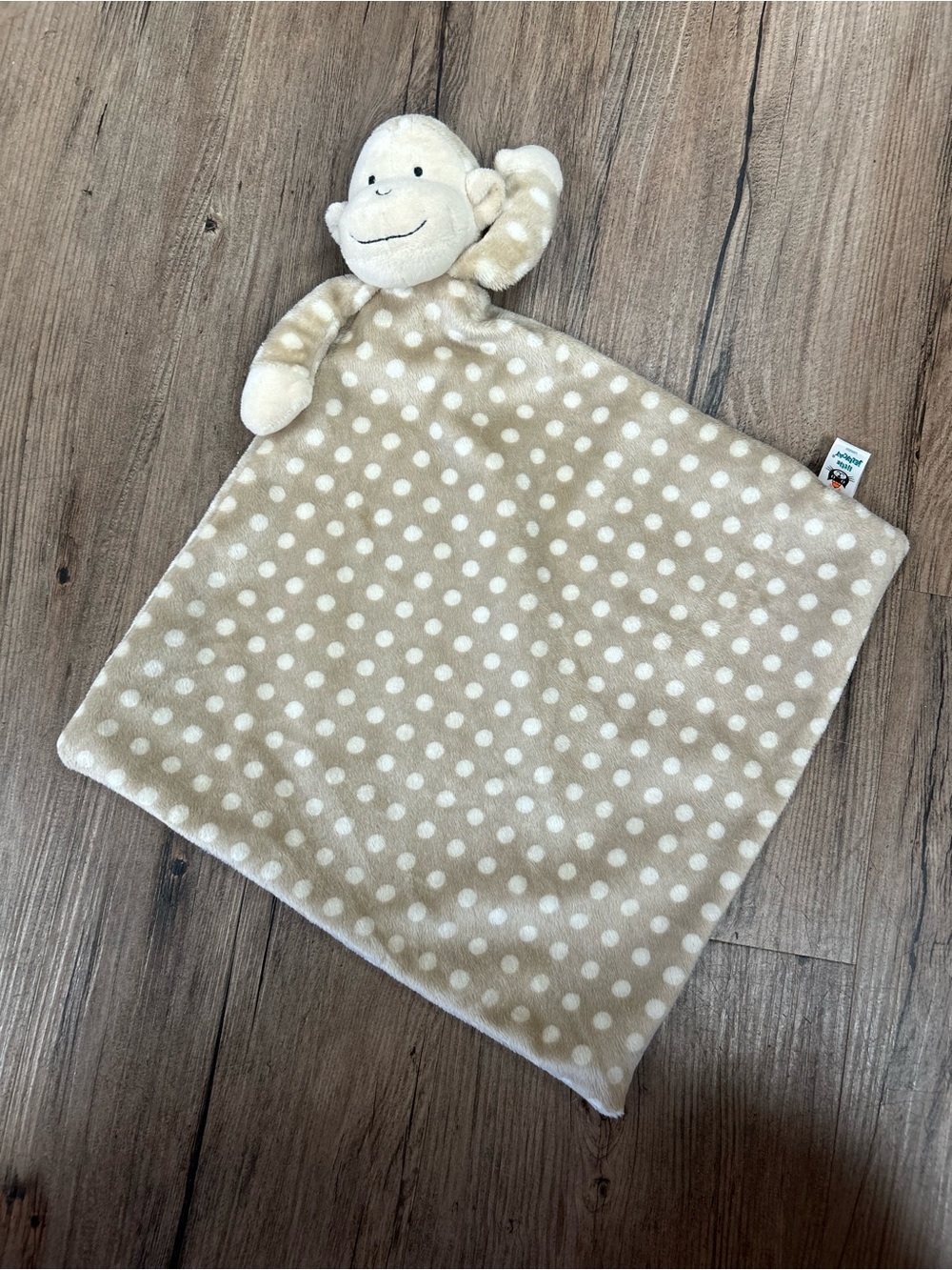 Jellycat Beige and White Polka Dot Monkey Soother